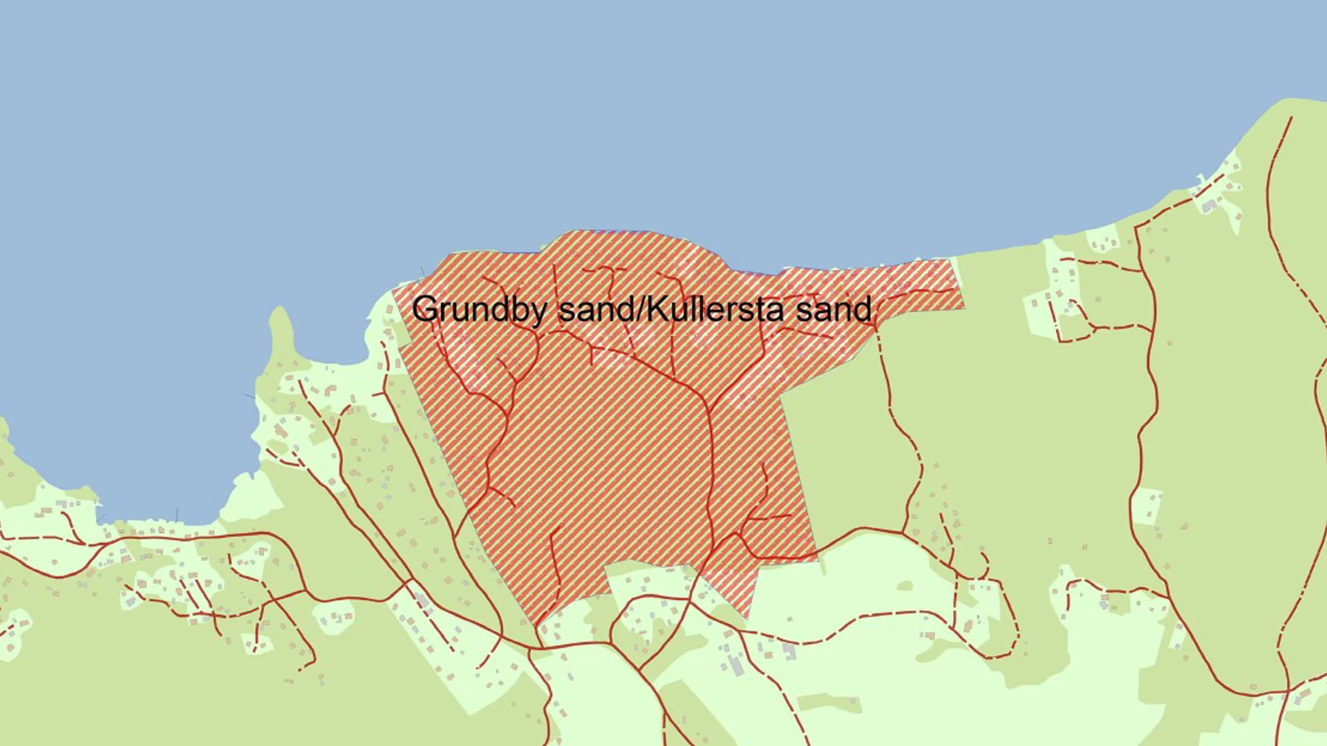 Karta över Grundby Kullersta strand.