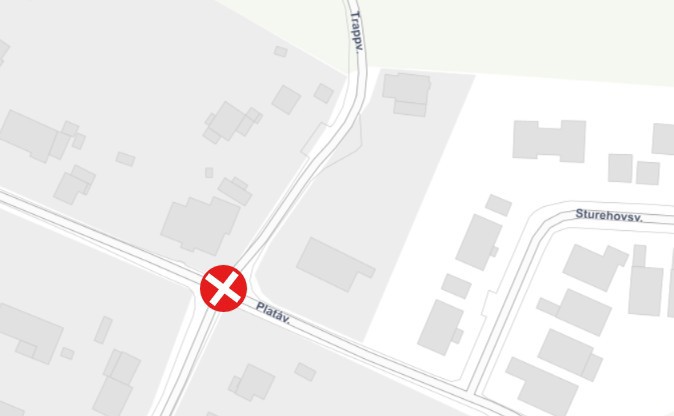 Karta över avstängd korsning.