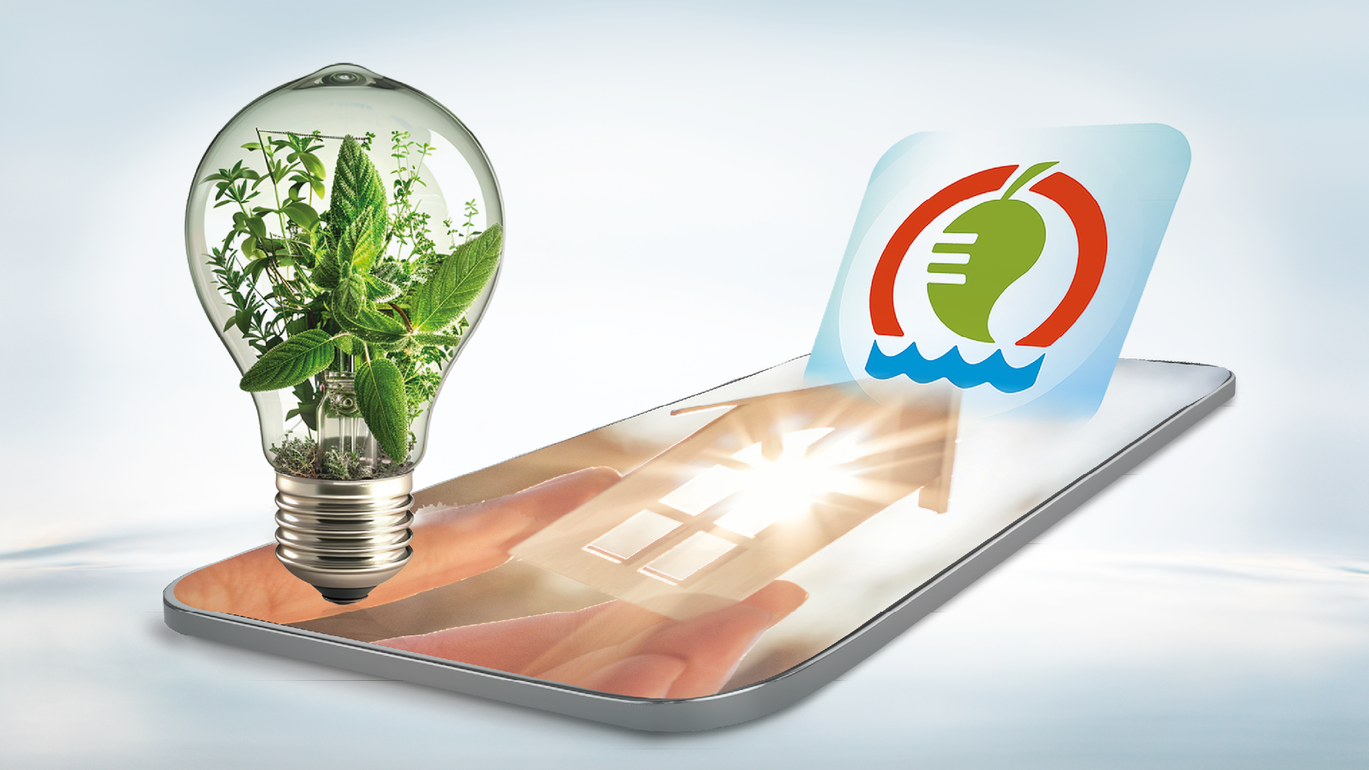 Mobiltelefon där ikonen för EEM-appen syns på skärmen.