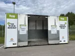 En öppen container där återbrukat byggmaterial kan lämnas.
