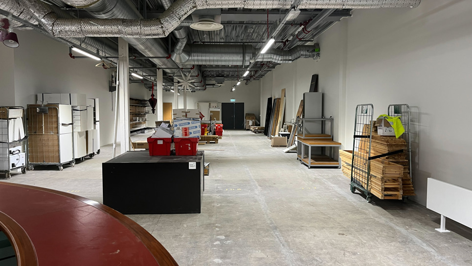 Återbyggets butikslokal i slutstadiet av renovering.