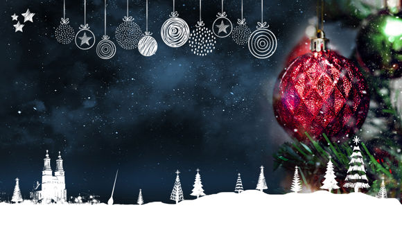 Silhuett av Eskilstuna i julig tappning.