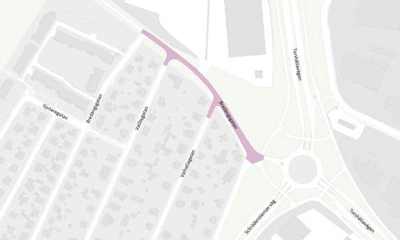 Kartvy över Bredängsgatan
