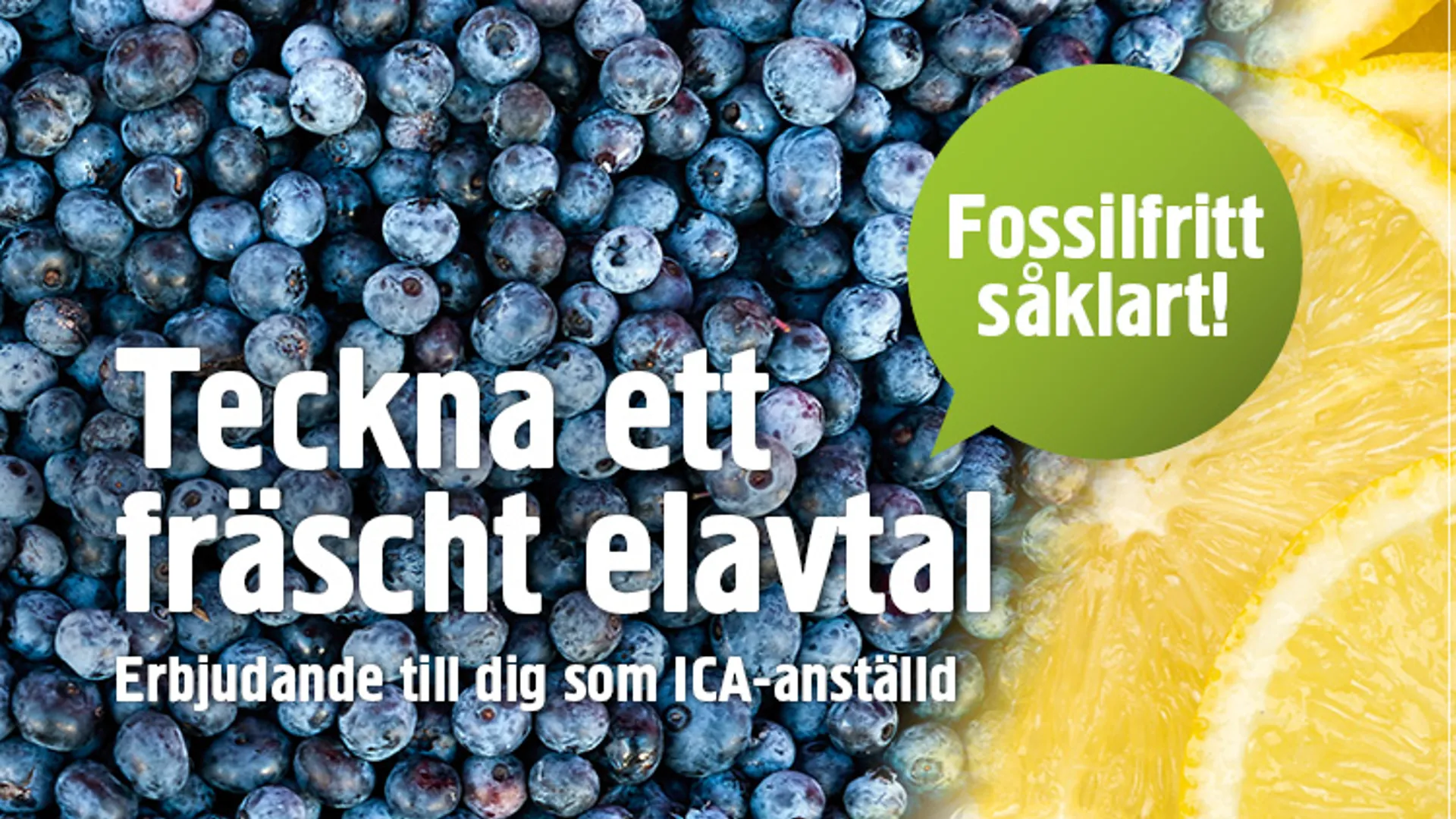 Bild på blåbär och citron i ett kampanjerbjudande för ICA-anställda